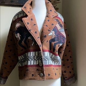 Vintage Tapestry Jacket with wild horses